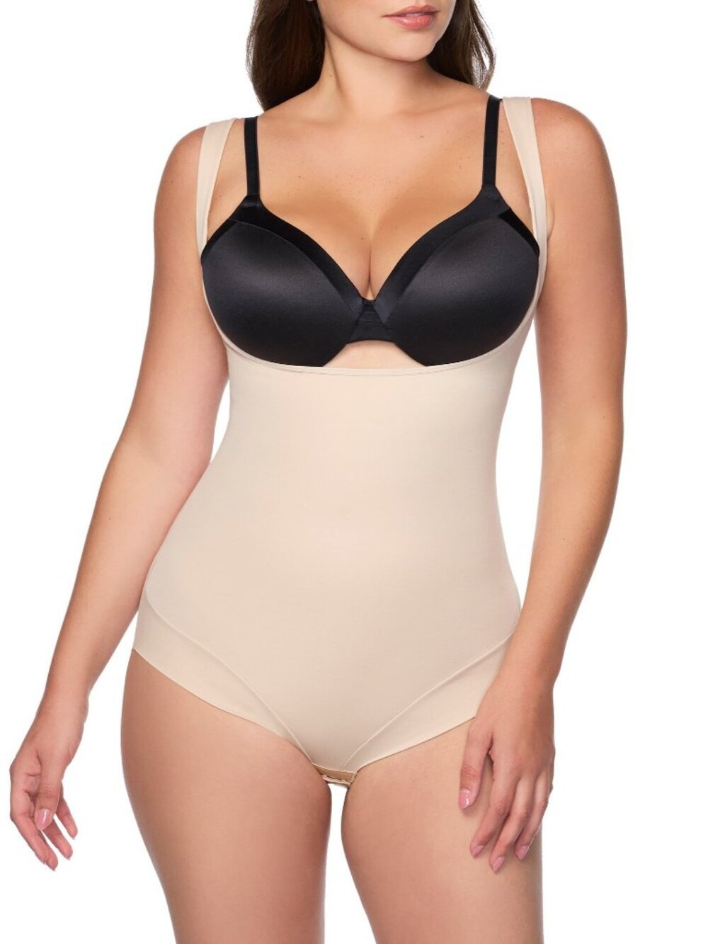 Cupid Intimates Shape Away® Open-Bust Shaping Bodysuit - Warm Beige